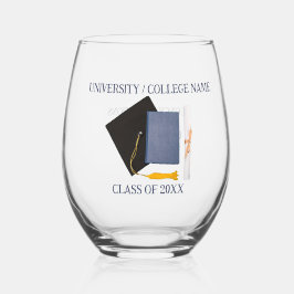 University Graduation Stemless Wine Glass Weinglas Ohne Stiel
