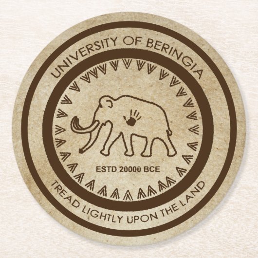 University of Beringia Mammoth Siegel Runder Pappuntersetzer (Vorderseite)