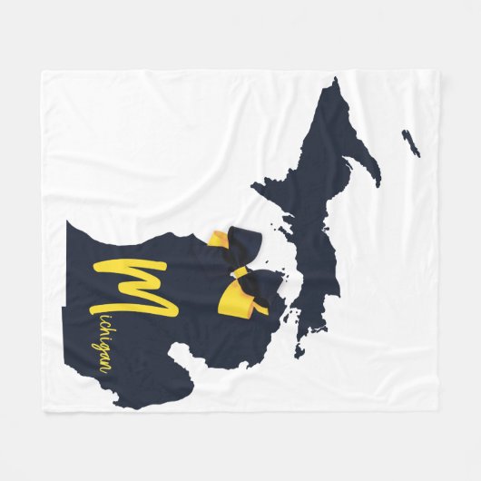 University of Michigan Staat Map Blue and Yellow Fleecedecke (Vorderseite (Horizontal))