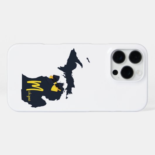 University of Michigan Staat Map Blue and Yellow iPhone Hülle (Rückseite (Horizontal))