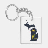 University of Michigan Staat Map Blue and Yellow Schlüsselanhänger (Vorderseite links)