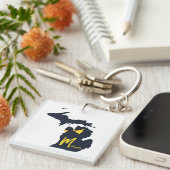 University of Michigan Staat Map Blue and Yellow Schlüsselanhänger (Vorderseite rechts)