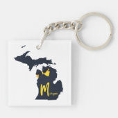 University of Michigan Staat Map Blue and Yellow Schlüsselanhänger (Rückseite)