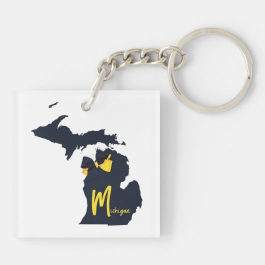 University of Michigan Staat Map Blue and Yellow Schlüsselanhänger (Rückseite)