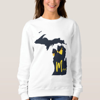 University of Michigan Staat Map Blue and Yellow Sweatshirt