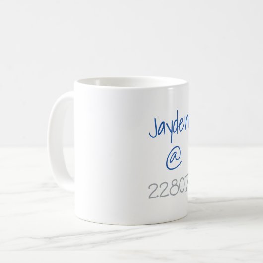 University Silver Blue Zip Code Custom Kaffeetasse (Vorderseite Links)