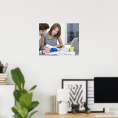 University students using laptop in classroom poster (Heimbüro)
