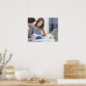 University students using laptop in classroom poster (Küche)