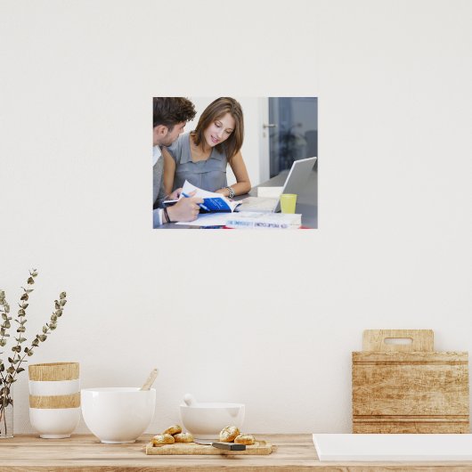 University students using laptop in classroom poster (Küche)