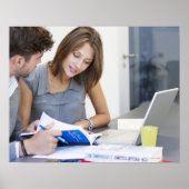University students using laptop in classroom poster (Vorne)