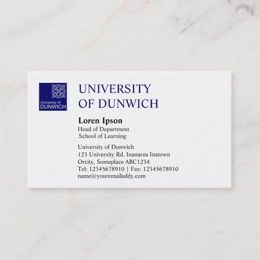 University Style - Deep Navy Visitenkarte (Vorderseite)