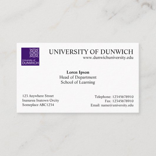 University Style v4 Visitenkarte (Vorderseite)