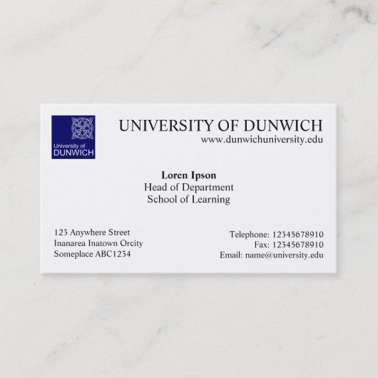 University Style v4 Visitenkarte (Vorderseite)