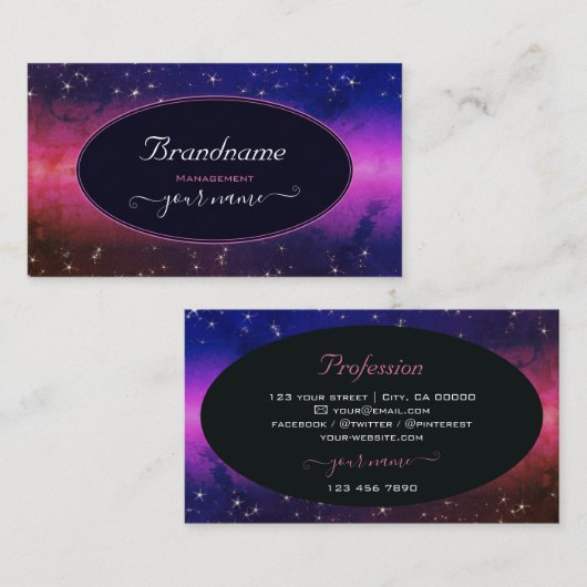 Universum farbenfrohe Galaxie Glitzer Stars Night Visitenkarte (Vorne/Hinten)