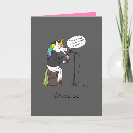 Universum - Funny Unicorn Poesie Grußkarte Karte (Vorderseite)
