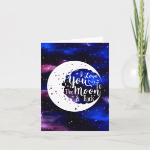 Universum - Ich Liebe Sie auf Mond und Rückkarte Feiertagskarte