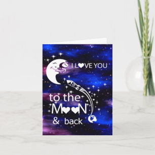 Universum - Ich Liebe Sie auf Mond und Rückkarte Feiertagskarte