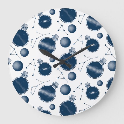 Universum in einer Flasche Große Wanduhr (Vorderseite)