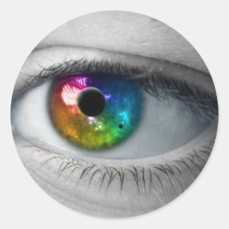 Universum in unseren Augen Runder Aufkleber