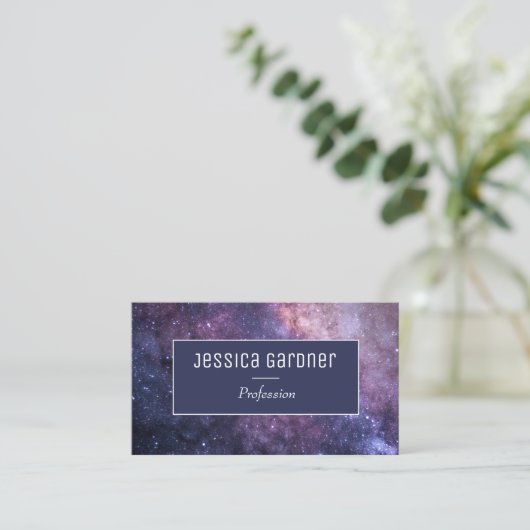Universum Kosmische Galaxie Dunkel Lila Elegant Mo Visitenkarte (Stehend Vorderseite)