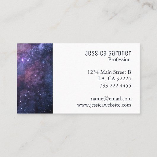 Universum Kosmische Galaxie Dunkel Lila Elegant Mo Visitenkarte (Rückseite)