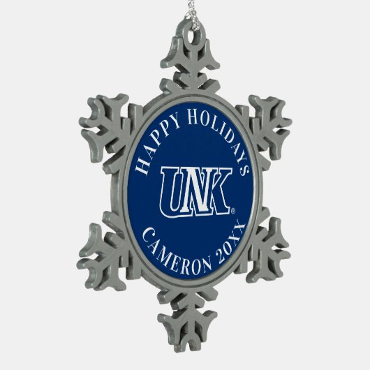 UNK| Universität Nebraska in Kearney Schneeflocken Zinn-Ornament (Links)