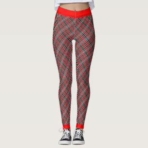 Unkonventionelles Rot-Weiß-Schwarzes Karo Leggings