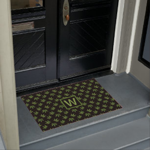 Unkraut-Blatt-Muster-personalisiertes Monogramm Fußmatte