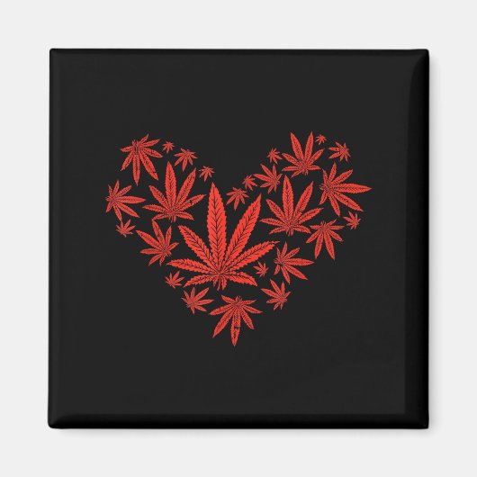 Unkraut Herz Lustiger Valentinstag Pot Stoner Gesc Magnet (Vorne)
