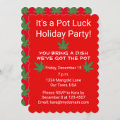 Unkraut Leaf Pot Luck Personalisiert Einladung (Vorne/Hinten)