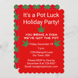 Unkraut Leaf Pot Luck Personalisiert Einladung