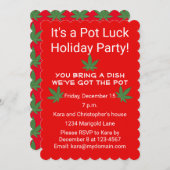 Unkraut Leaf Pot Luck Personalisiert Einladung (Vorne/Hinten)