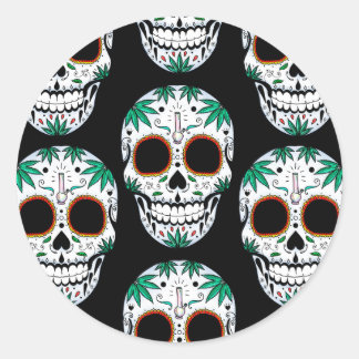 Unkraut sugarskull runder aufkleber