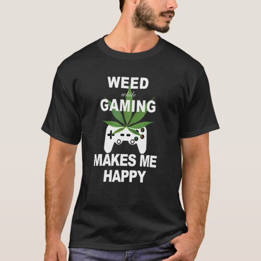 Unkraut während des Spielens Cooler Weed-Gamer T-Shirt (Vorderseite)