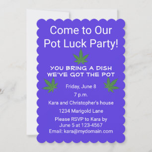 Unkrautleder Pot Luck Party Personalisiert Einladung