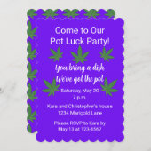 Unkrautleder Pot Luck Personalisierte Einladung (Vorne/Hinten)