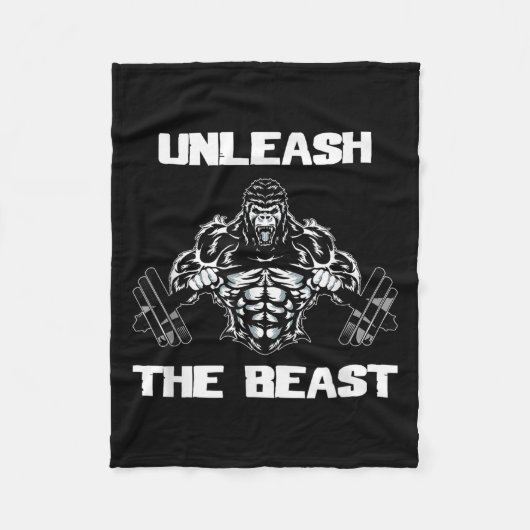 Unleahe Gorilla Bodybuilding Motivational Gift  Fleecedecke (Vorderseite)
