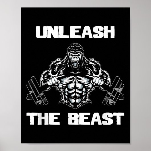 Unleahe Gorilla Bodybuilding Motivational Gift Poster (Vorne)