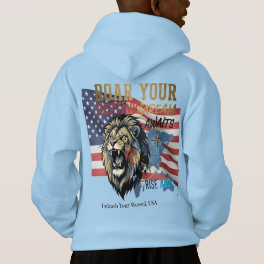 Unleash Your Roar – USA Lion Hoodie (Rückseite)