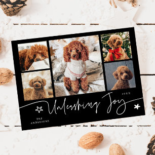 Unleashing Joy Black Dog Multi Foto Feiertagskarte