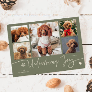 Unleashing Joy Salbeigrüne Hunde-Multi-Foto Feiertagskarte