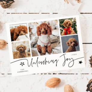 Unleashing Joy Weißer Hund Multi Foto  Feiertagskarte