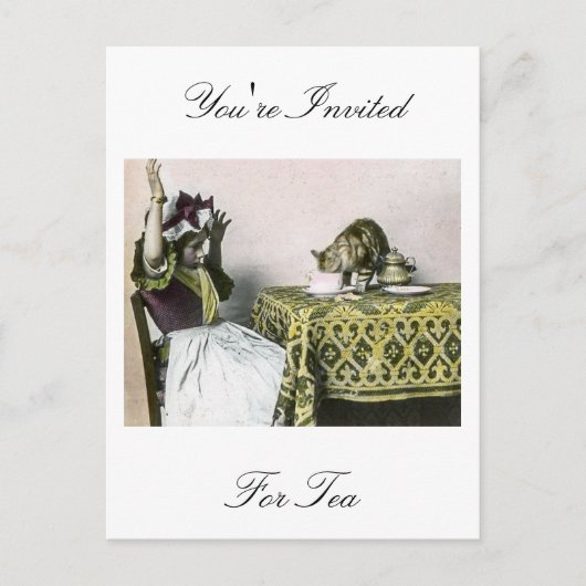 Unloaded Guest Bad Kitty Vintag Tee Party Girl Einladungspostkarte (Vorderseite)