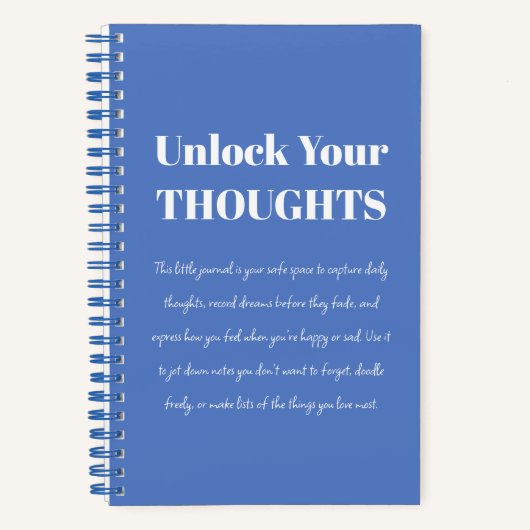 Unlock Your Thoughts Motivational Blue Notebook Notizblock (Vorderseite)