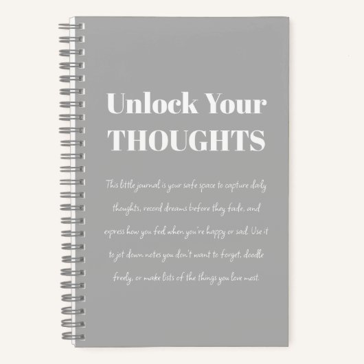 Unlock Your Thoughts Motivational gray Notebook  Notizblock (Vorderseite)