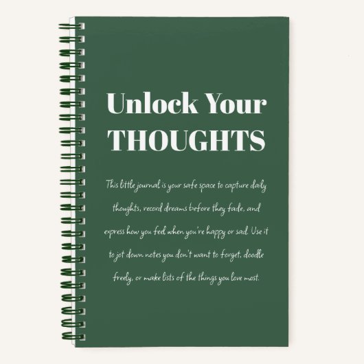 Unlock Your Thoughts Motivational green Notebook  Notizblock (Vorderseite)