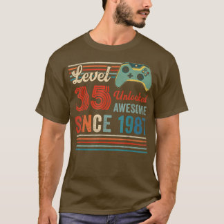 Unlocked Level 35 Birthday 35 Year Old Video Game  T-Shirt