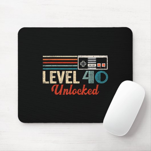 Unlocked Level 40 Birthday Boy Video Game Controll Mousepad (Mit Mouse)