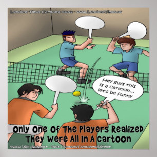 Unlustiges Tennis-Cartoon-Poster (Eigentlich lusti Poster