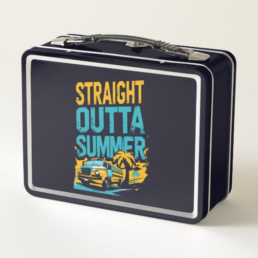 Unmittelbarer Sommer - Retro Zurück in die Schule Metall Brotdose (Rückseite)